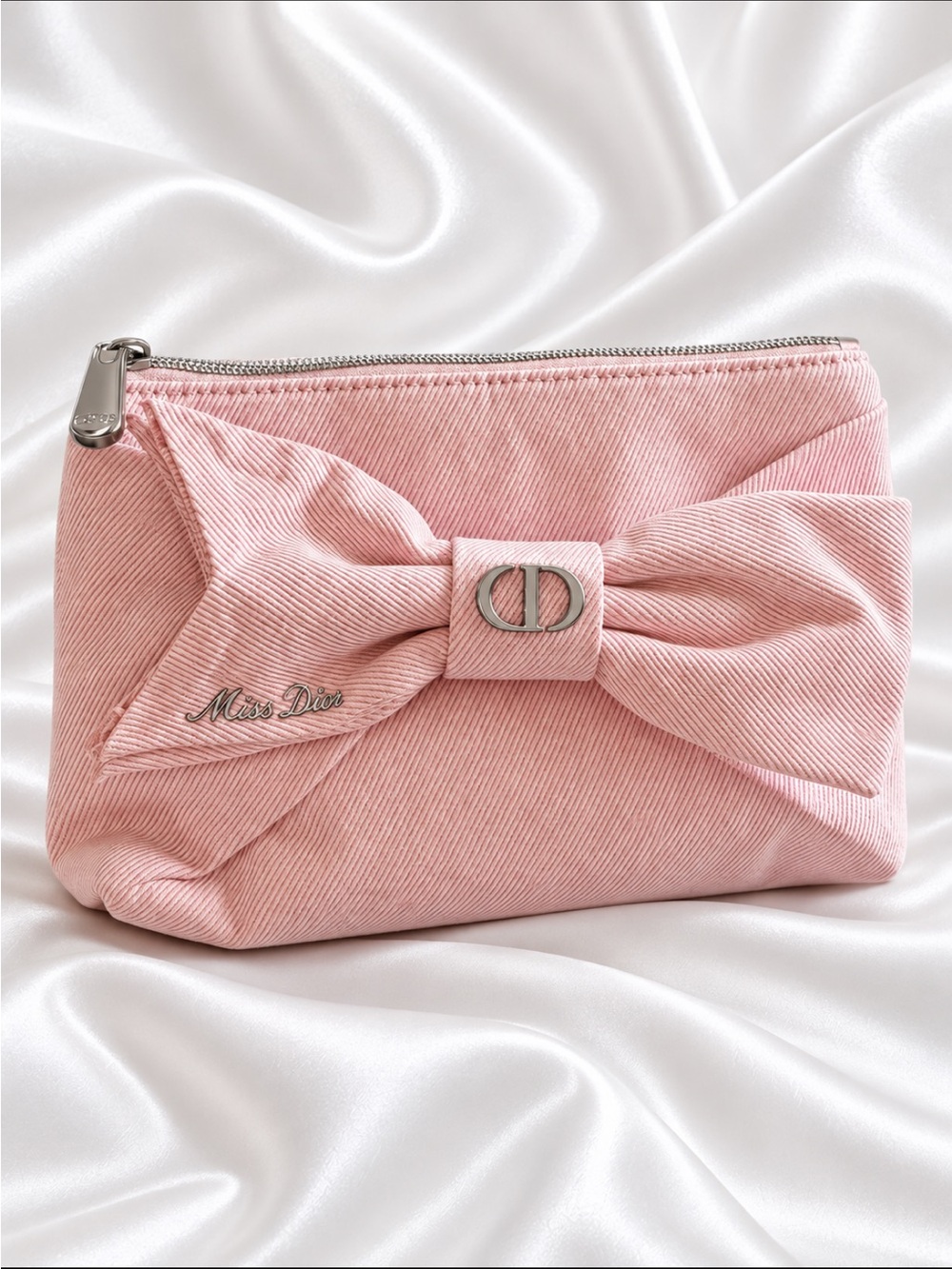Dior Beauty Pink Denim Bow Cosmetic Pouch